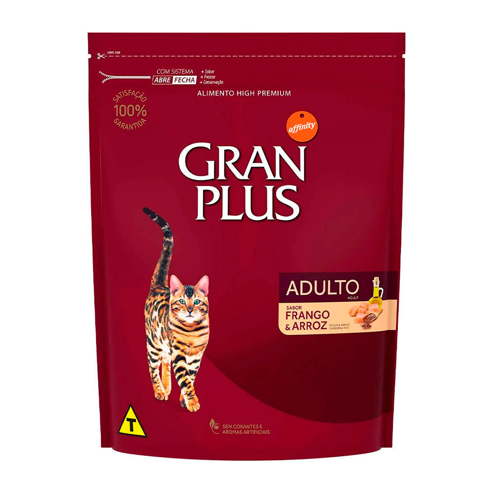 Ração GranPlus Gatos Adultos Sabor Frango e Arroz - 1kg