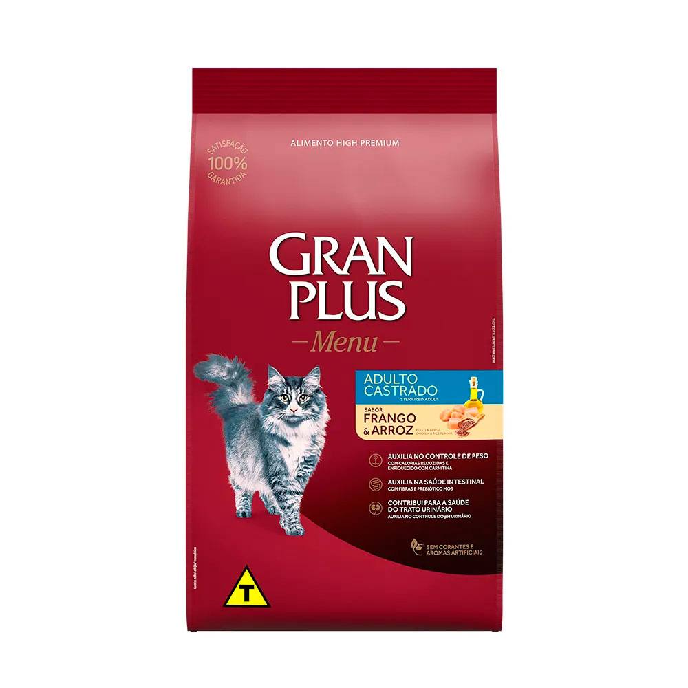 Ração Granplus Menu Gatos Adultos Castrados Frango e Arroz 10,1kg