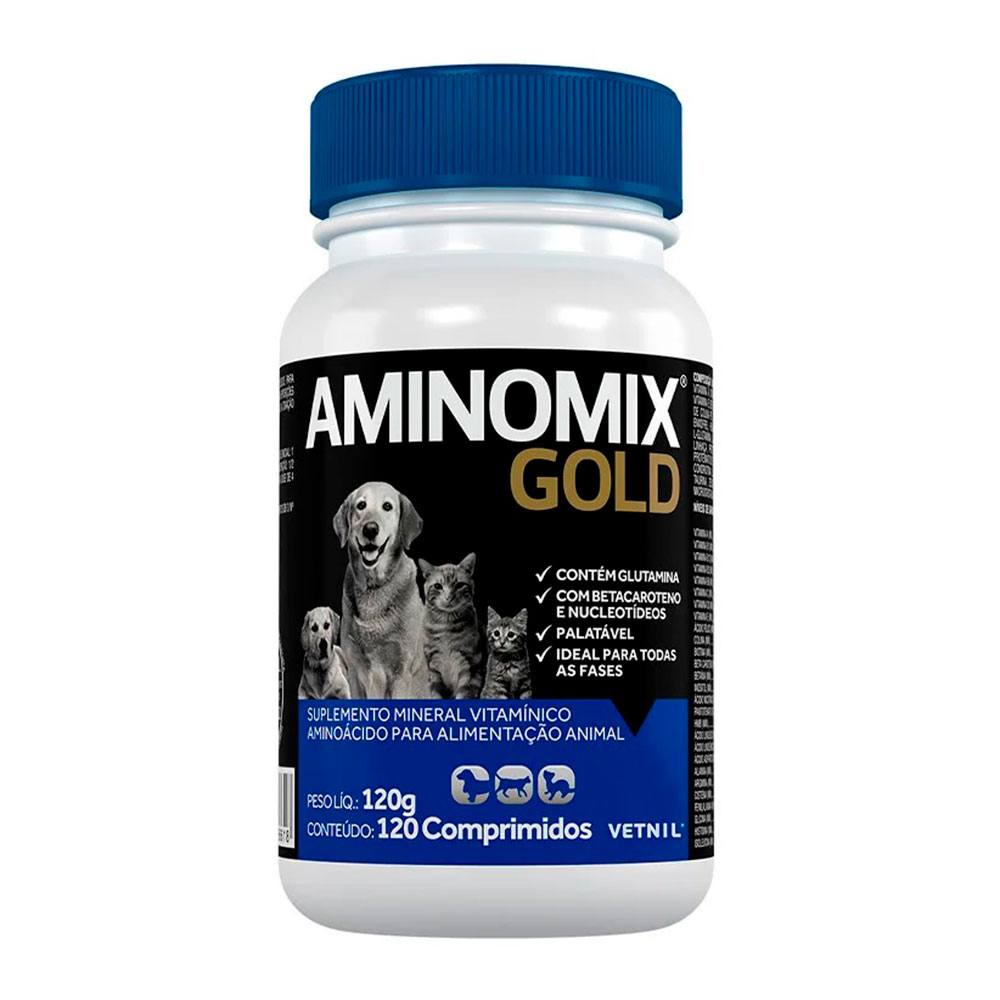 Suplemento Aminomix Gold Para Cães e Gatos Vetnil 120 Comprimidos
