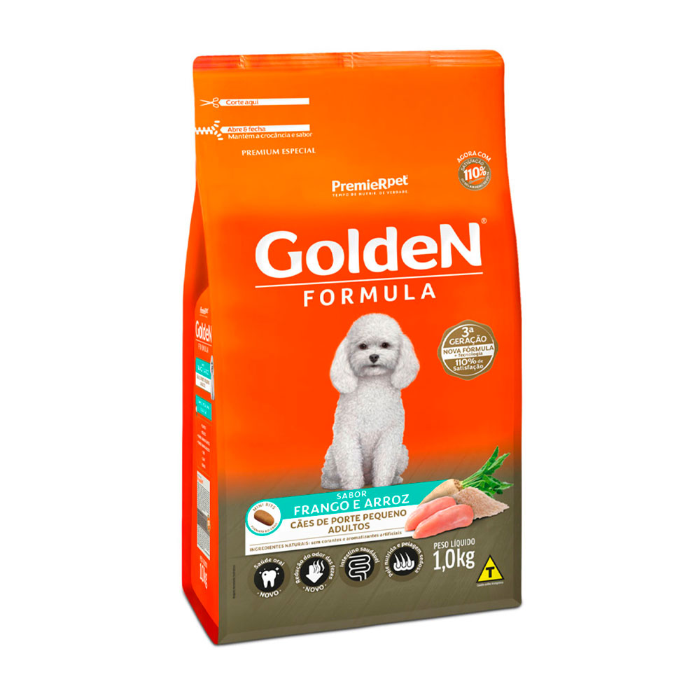 Ração Golden Fórmula Mini Bits Cães Adultos Porte Pequeno Frango e Arroz 1Kg