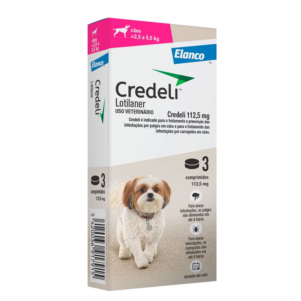 Credeli Antipulgas 112,5mg Para Cães 2,5Kg A 5,5Kg 3 Comprimidos