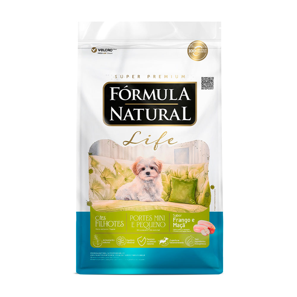 Ração Fórmula Natural Life Cães Filhotes Porte Mini e Pequeno Frango e Maçã 10,1kg