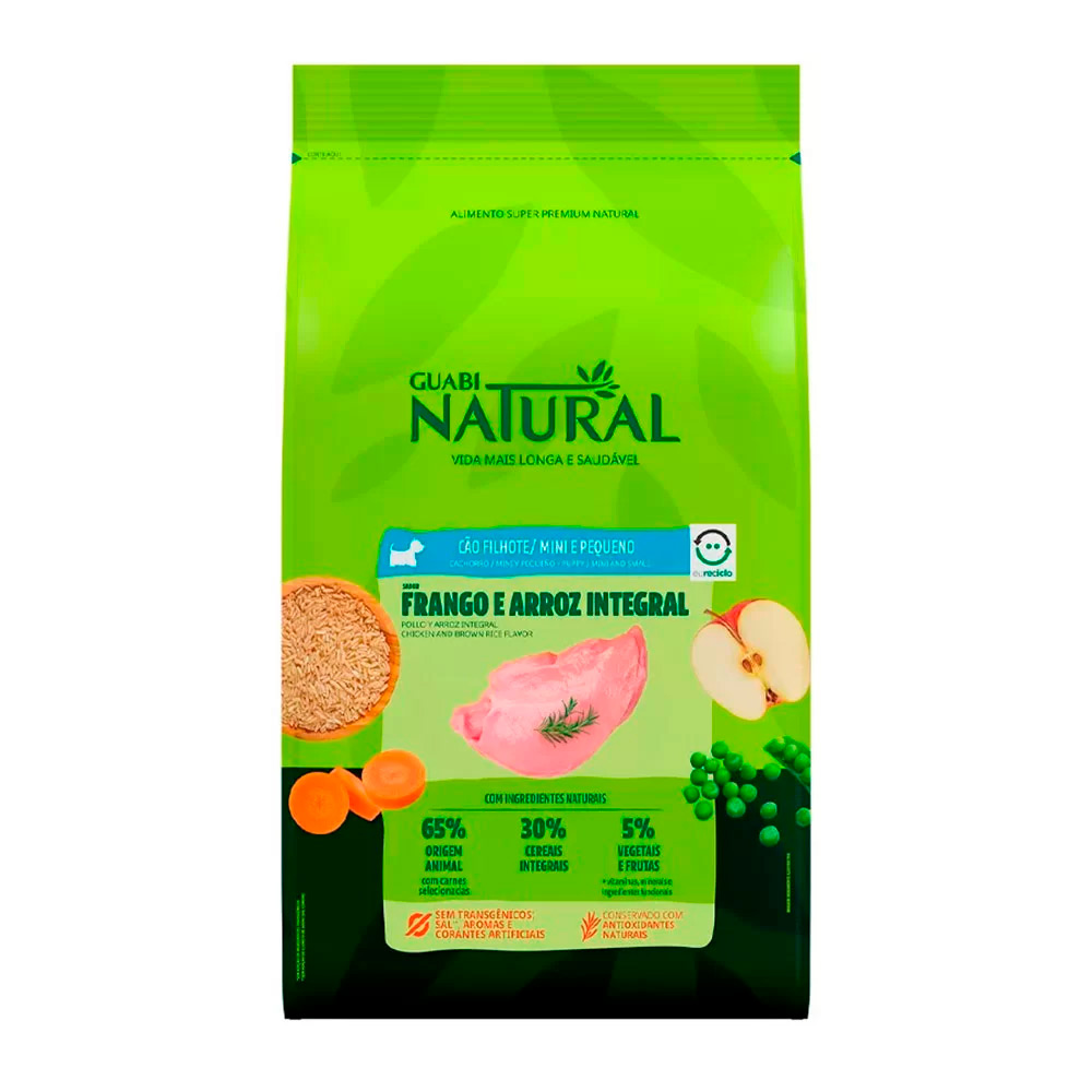 Ração Guabi Natural Para Cães Filhotes Raças Mini e Pequenas Frango e Arroz Integral 1kg