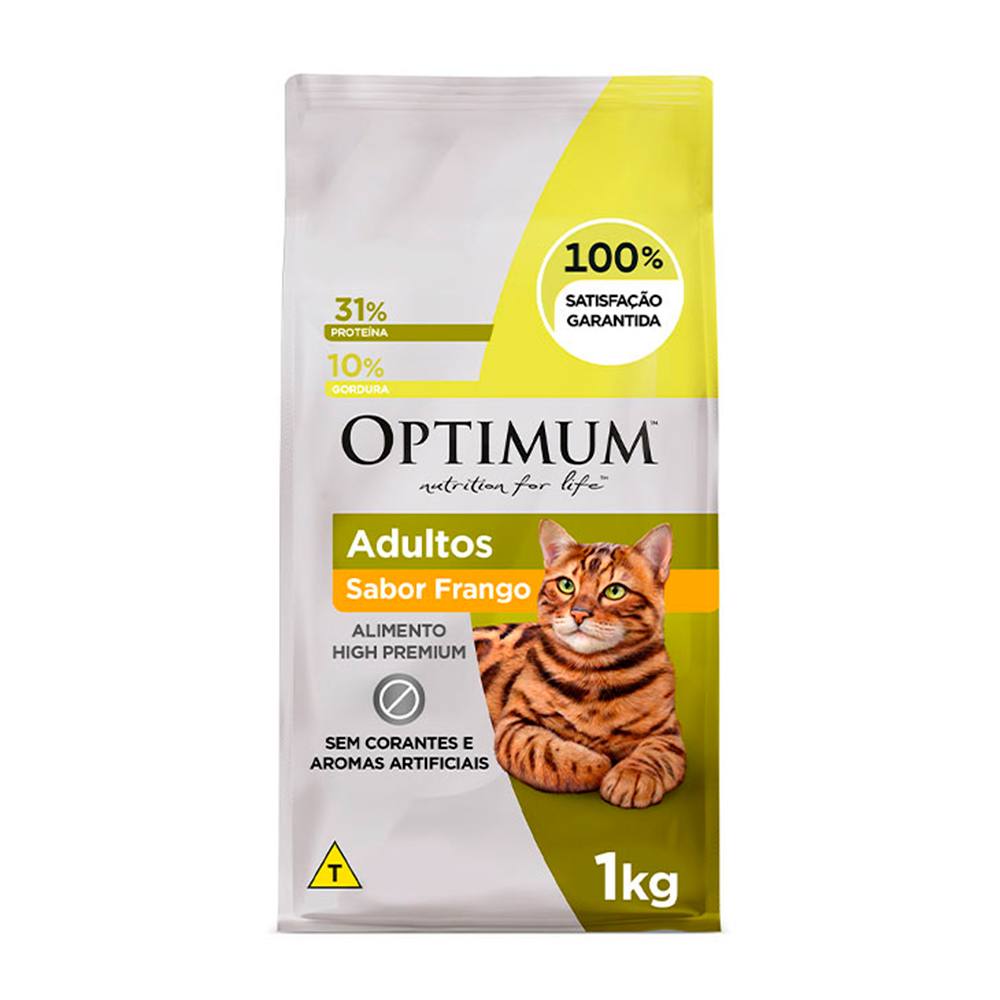 Ração Optimum Para Gatos Adultos 1+ Frango 1kg