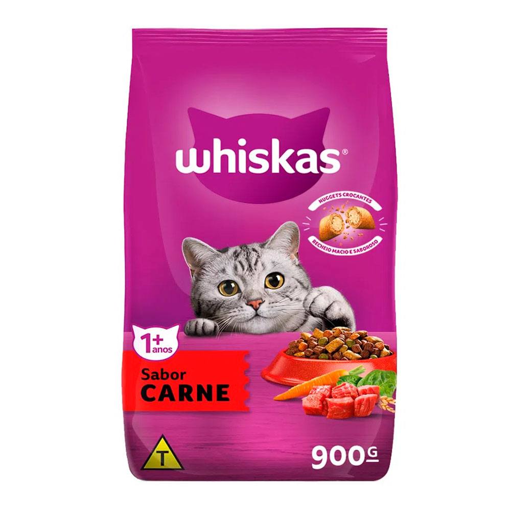 Ração Whiskas Para Gatos Adultos Sabor Carne - 900g