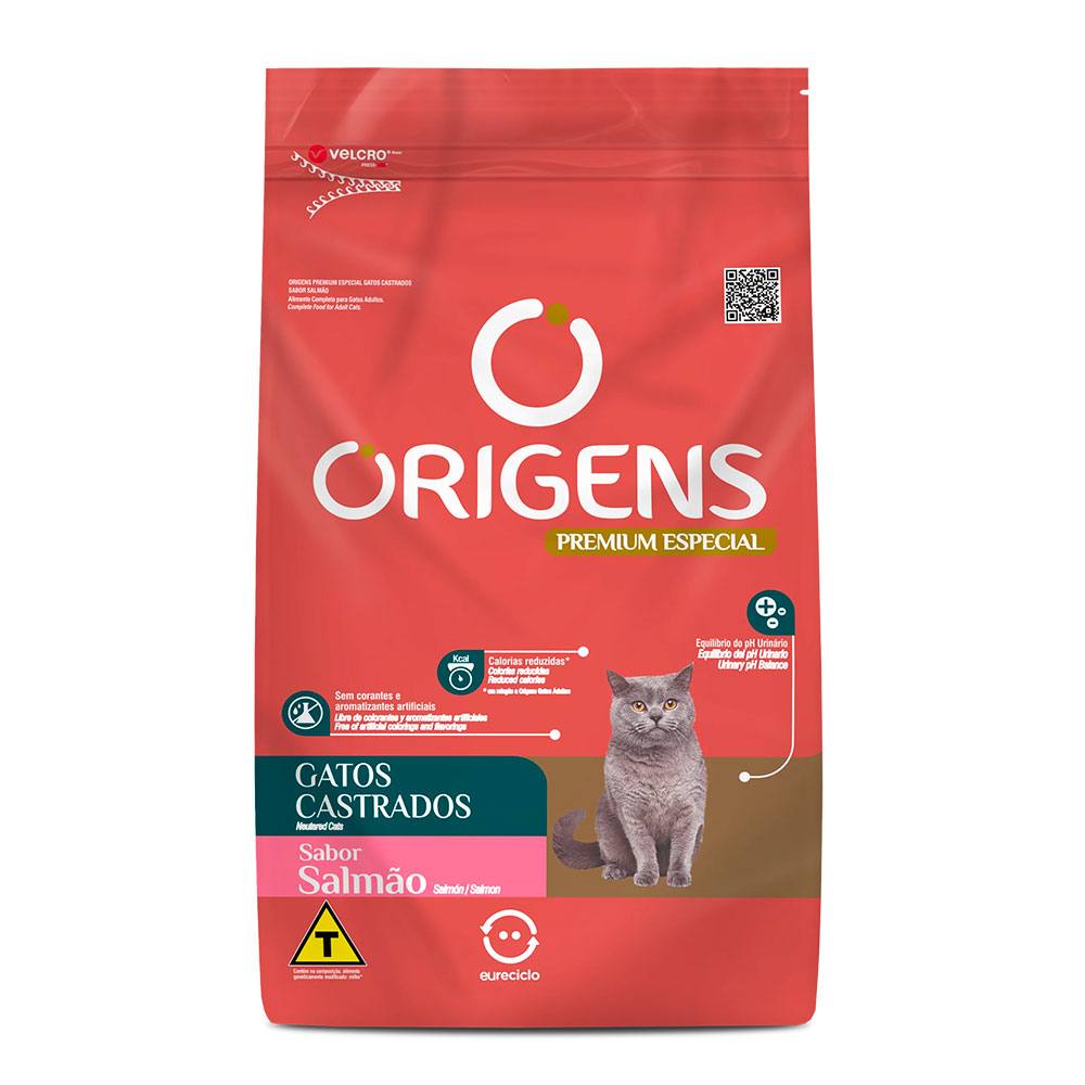 Ração Origens Para Gatos Castrados Sabor Salmão 3kg