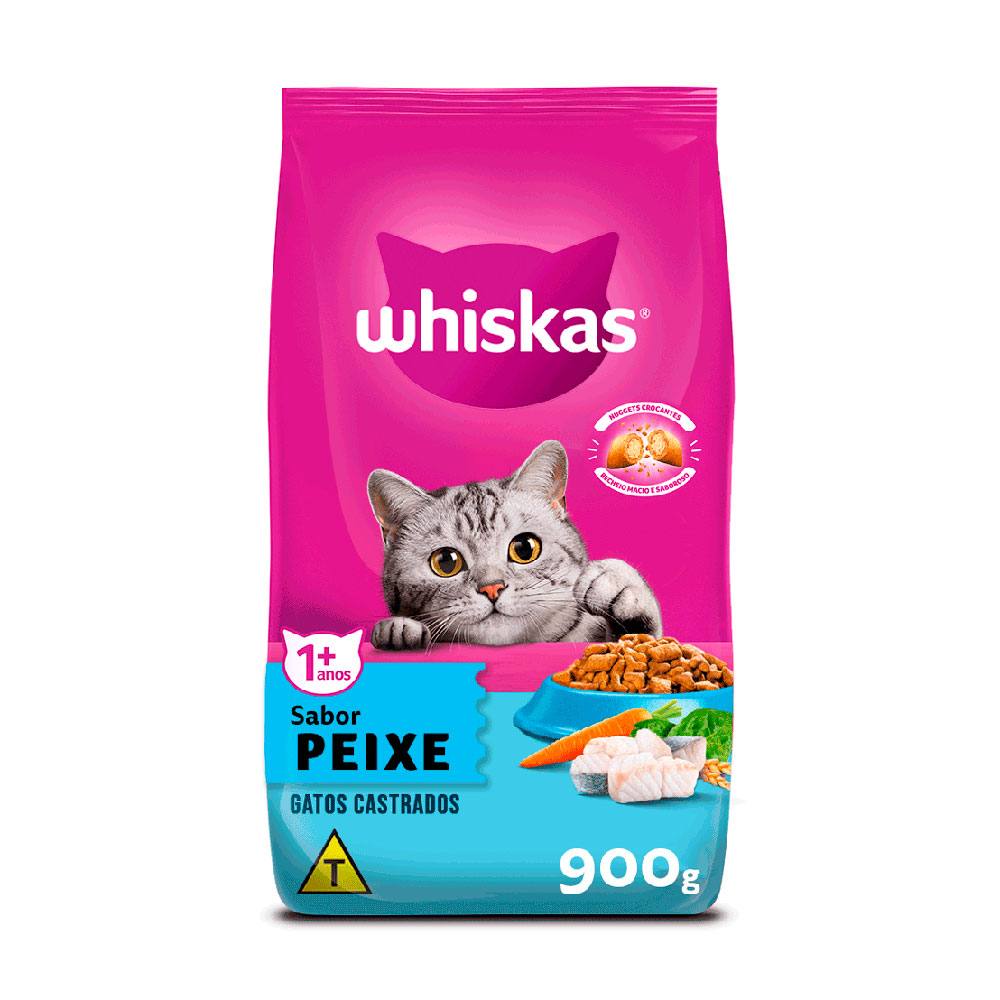 Ração Whiskas Gatos Adultos Castrados Peixe 900g