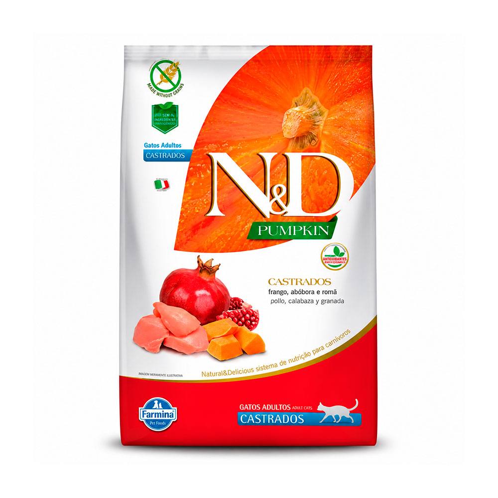 Ração Farmina N&D Pumpkin Para Gatos Adultos Castrados Sabor Frango, Abóbora e Romã 1,5kg