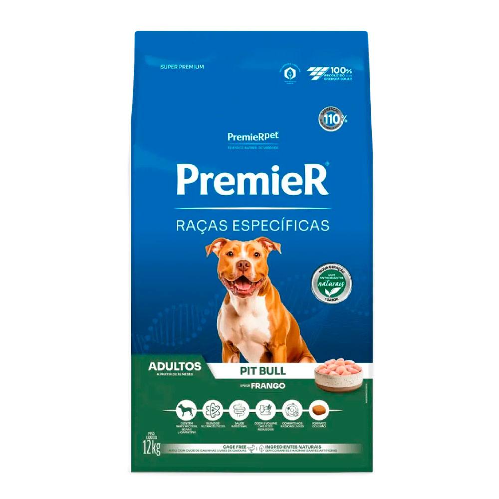 Ração Premier Raças Específicas Pitbull Cães Adultos Frango 12kg