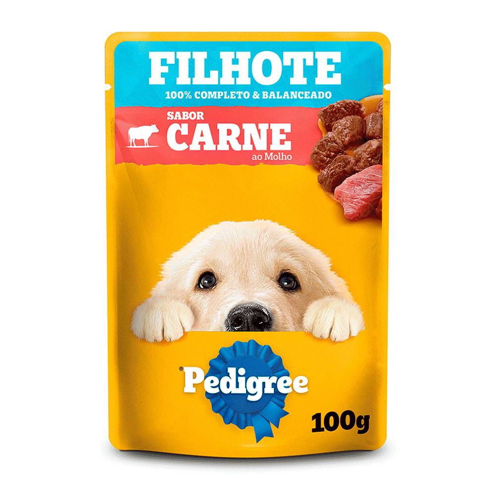 Ração Úmida Pedigree Sachê Cães Filhotes Carne ao Molho 100g