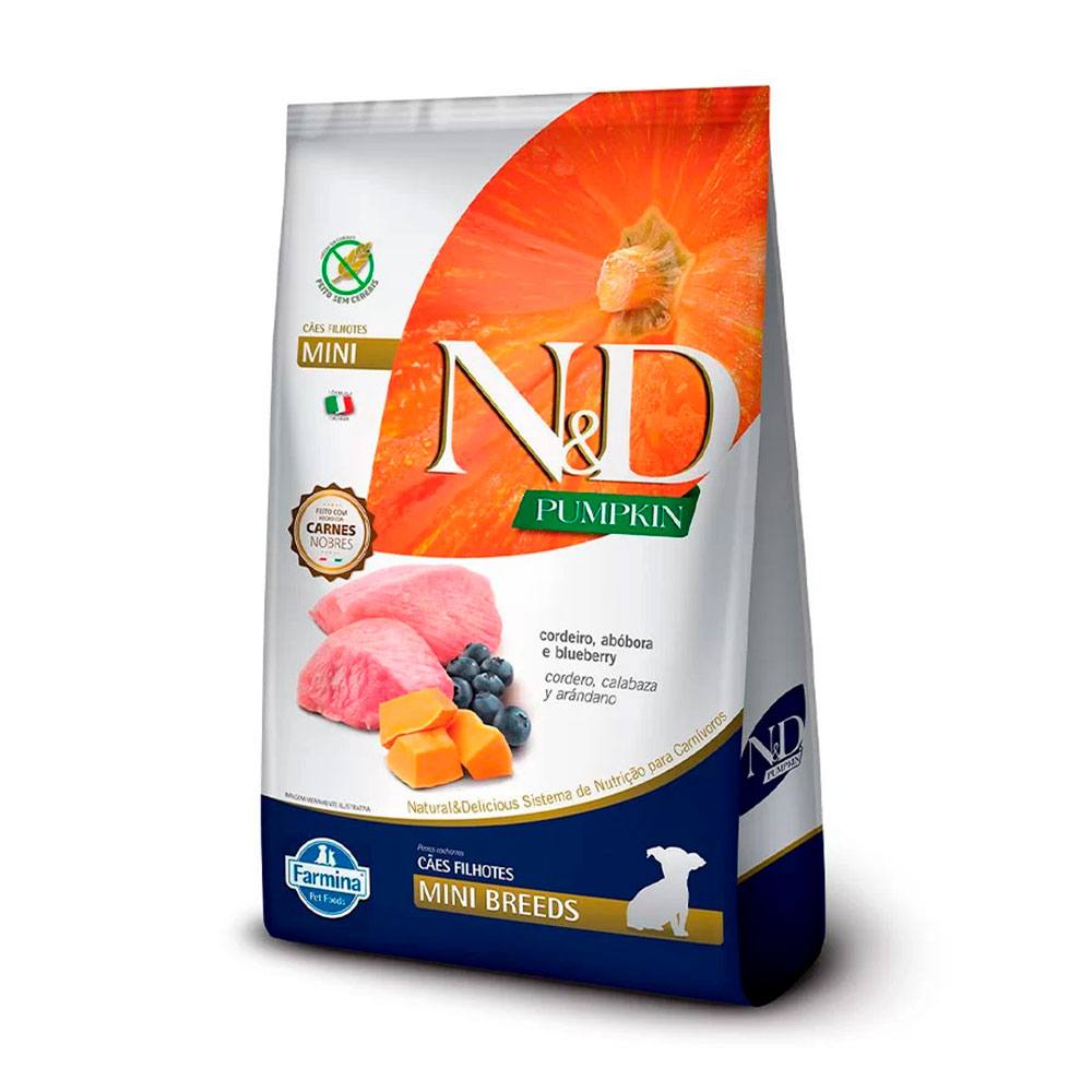 Ração N&D Pumpkin Para Cães Filhotes Raças Mini Sabor Cordeiro, Abóbora E Blueberry 800g
