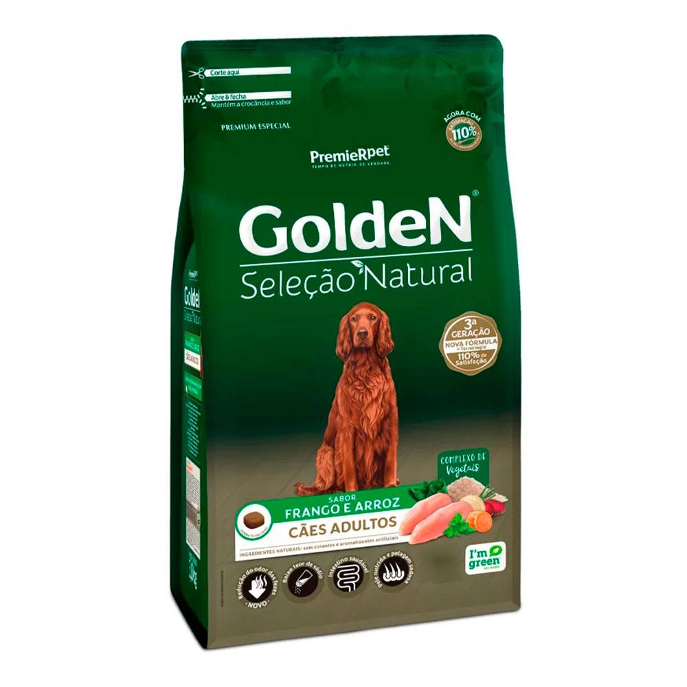 Ração Golden Seleção Natural Cães Adultos Frango e Arroz 15kg