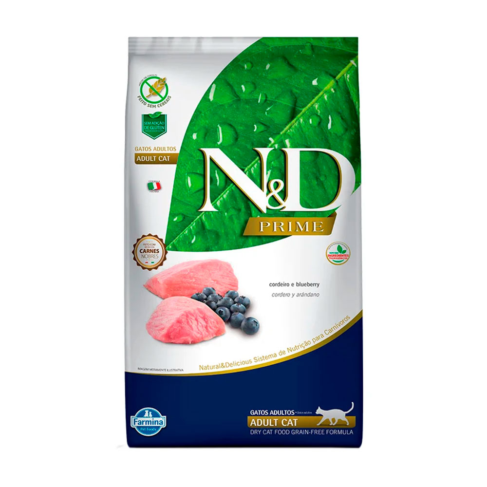 Ração Farmina N&D Prime Para Gatos Adultos Sabor Cordeiro e Blueberry 400g