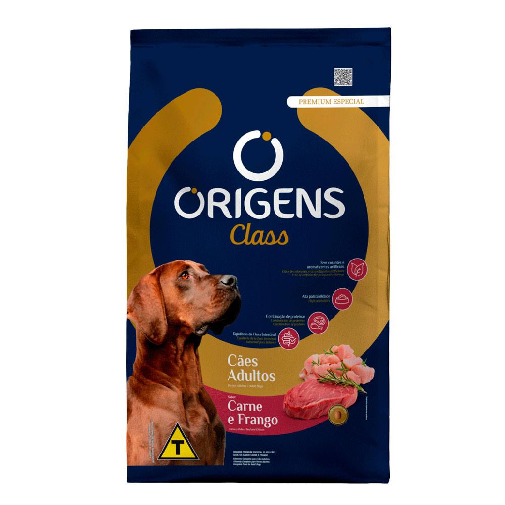 Ração Origens Class Cães Adultos Carne e Frango 15kg