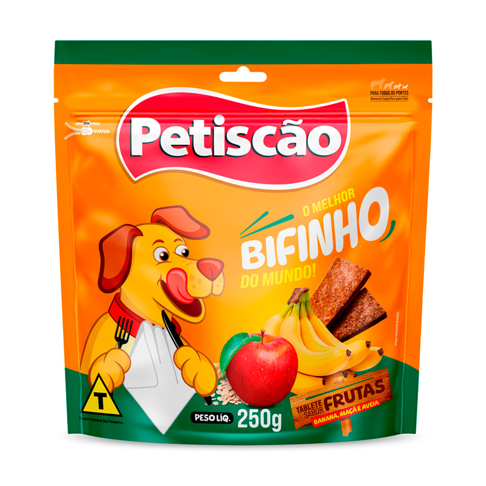 Bifinho Petiscão Tablete Para Cães Sabor Frutas 250g
