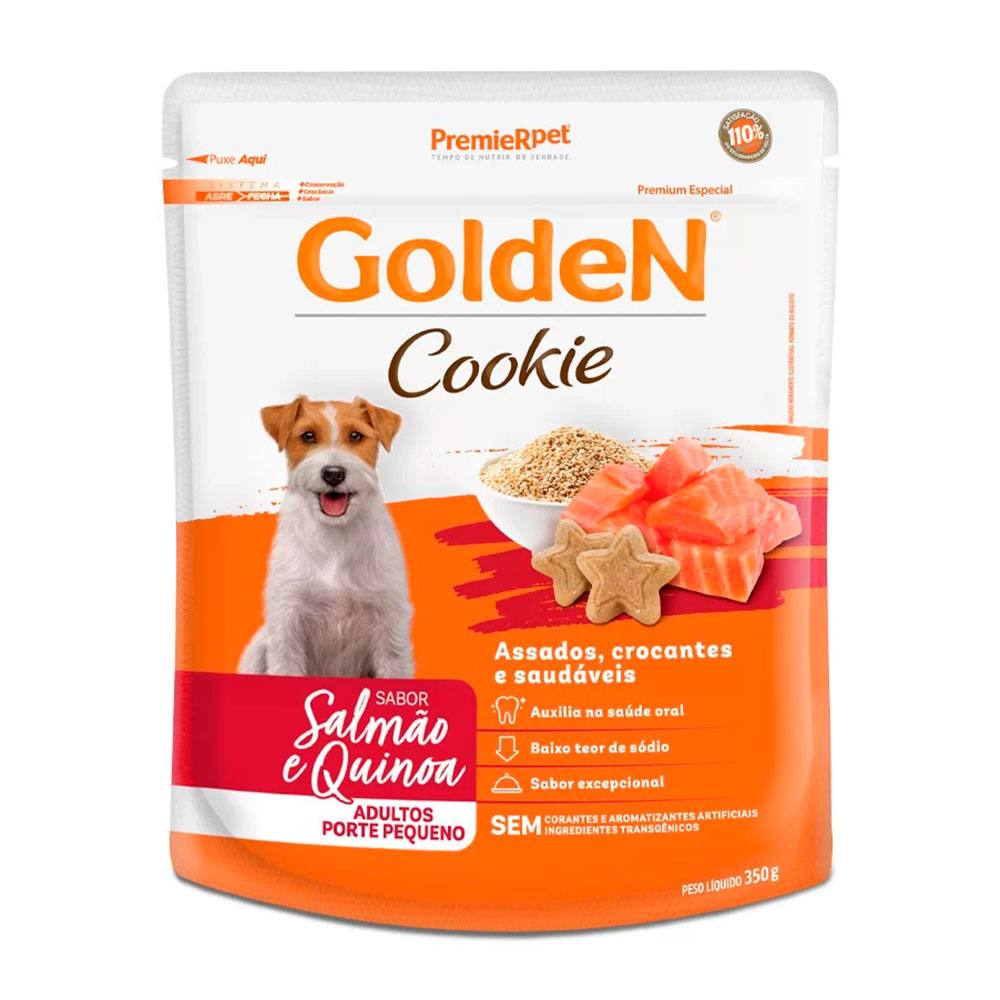 Biscoito Golden Cookie Para Cães Adultos Pequeno Porte Salmão e Quinoa 350g