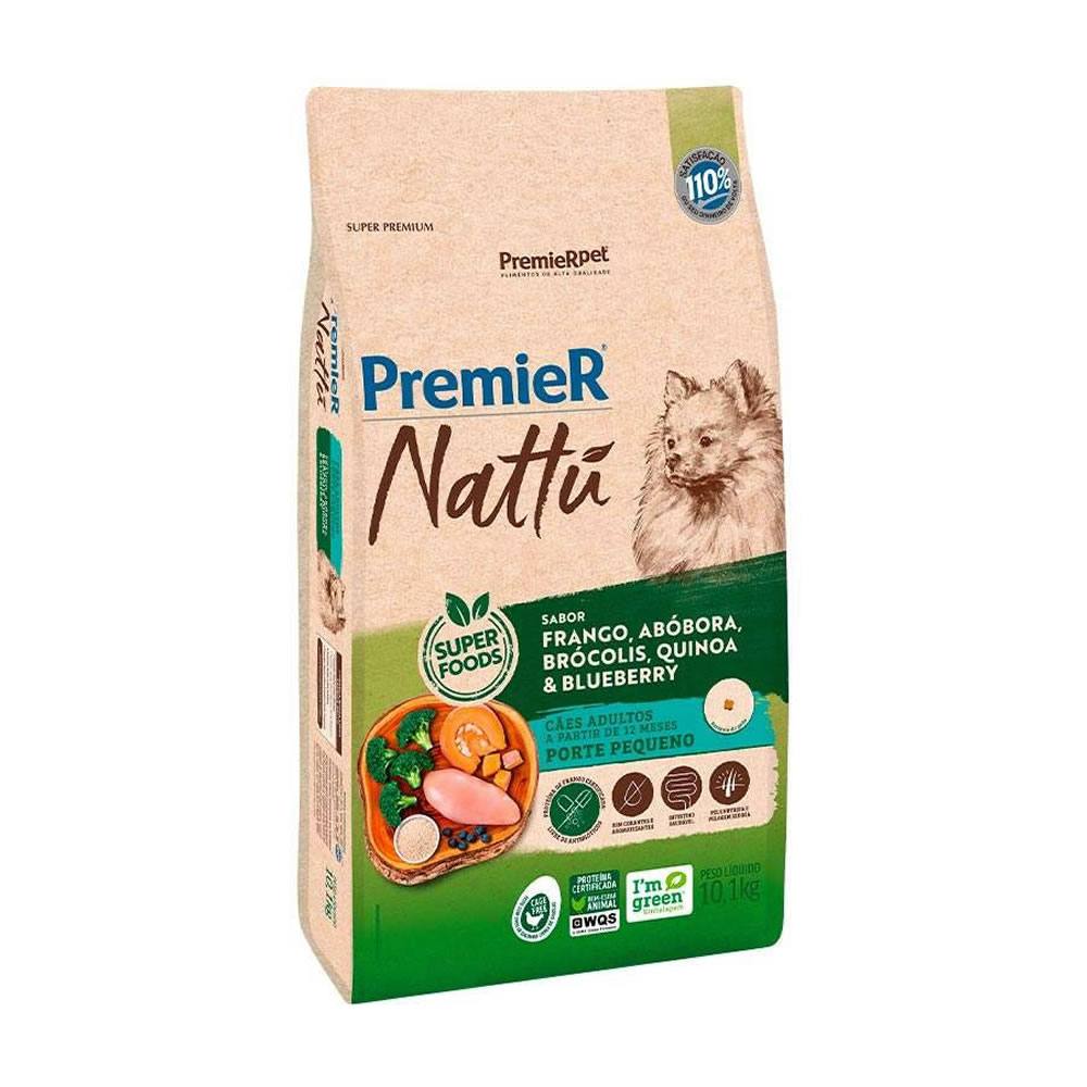 Ração Premier Nattu Cães Adultos Porte Pequeno Abóbora, Brócolis, Quinoa e Blueberry 10,1kg