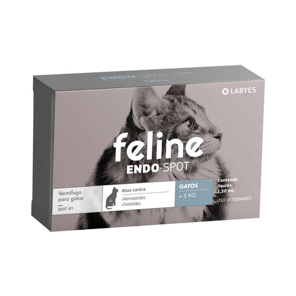 Vermífugo Feline Endospot Labyes Para Gatos Acima de 5 Kg