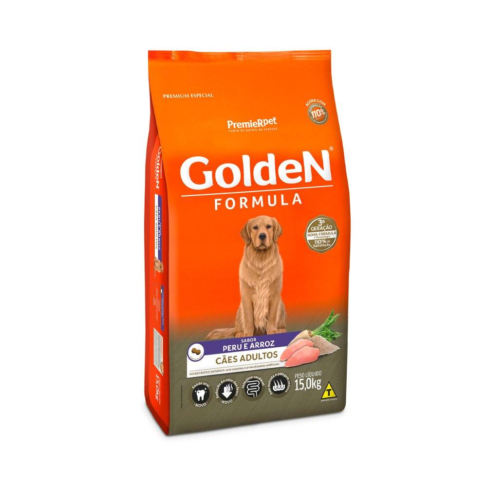 Ração Golden Fórmula Cães Adultos Peru e Arroz 15kg