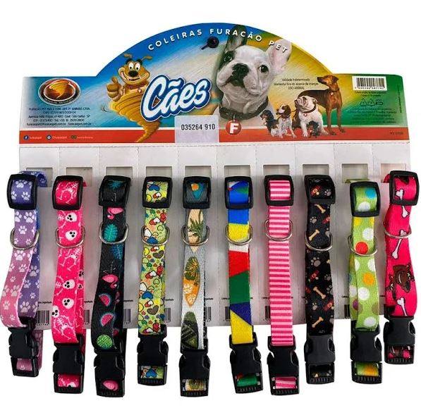 Coleira Nylon Importada Para Cães Furacão Pet Cores Sortidas