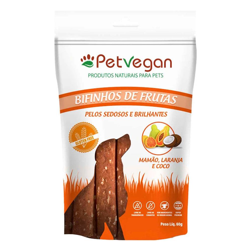 Bifinho PetVegan para Cães - Pelos Sedosos e Brilhantes Sabor Mamão, Laranja e Coco 60g
