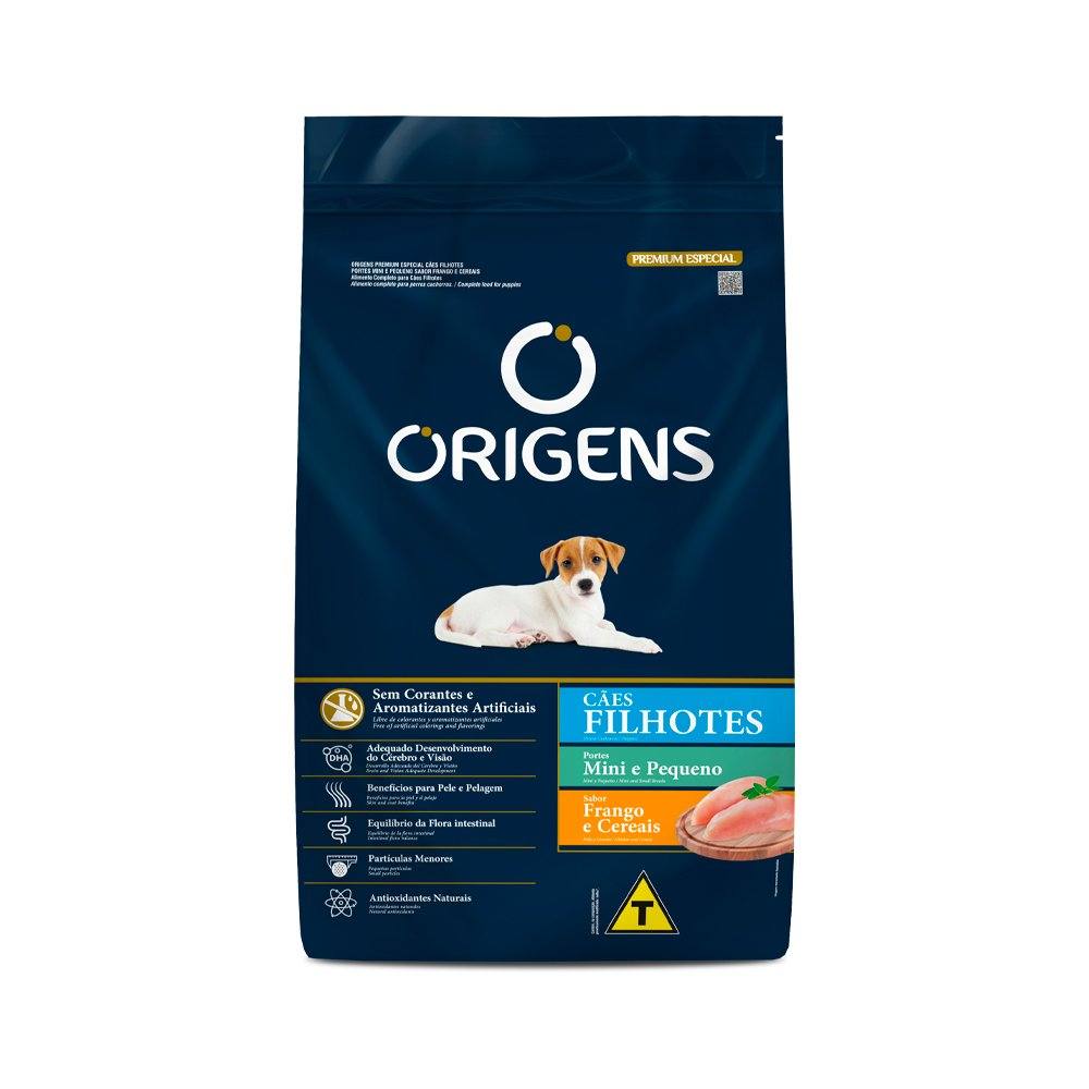 Ração Origens Cães Filhotes Porte Mini Pequeno Frango e Cereais - 10,1kg