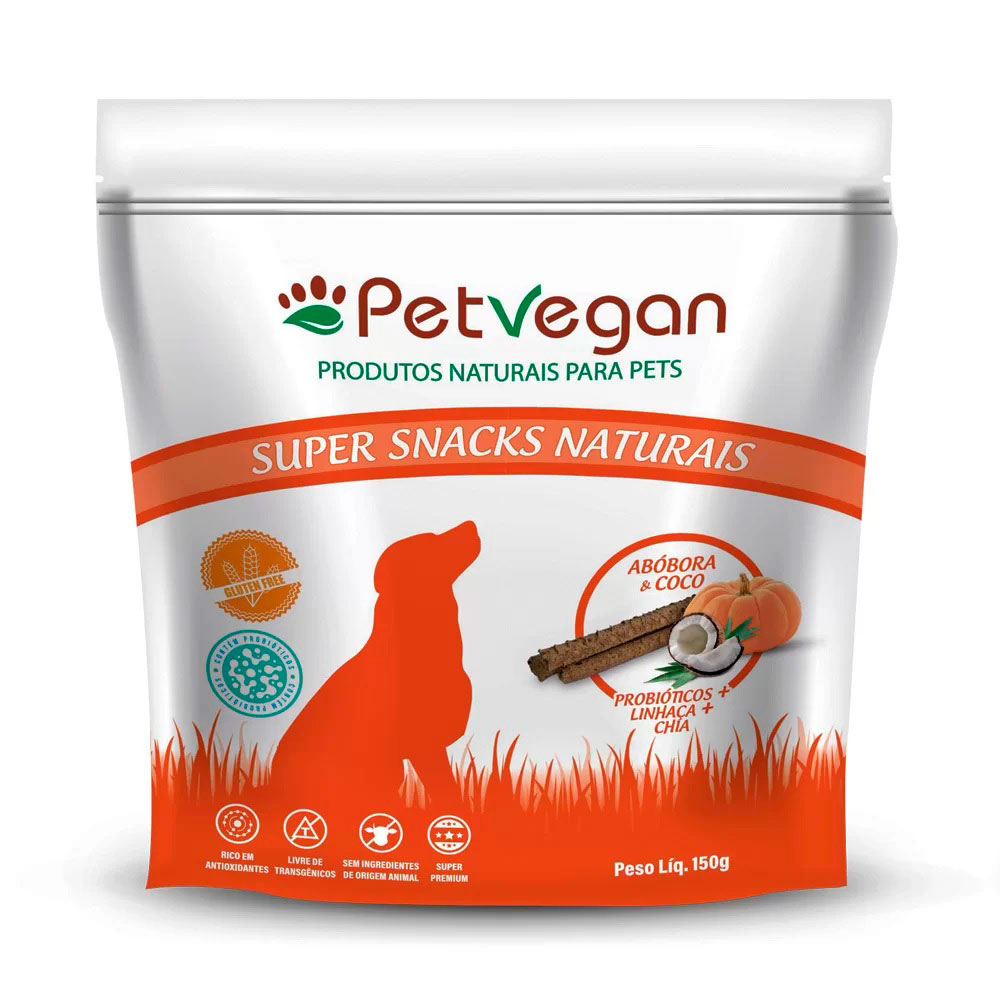 Petisco Snack PetVegan Saúde Digestiva Para Cães Abóbora e Coco 150g