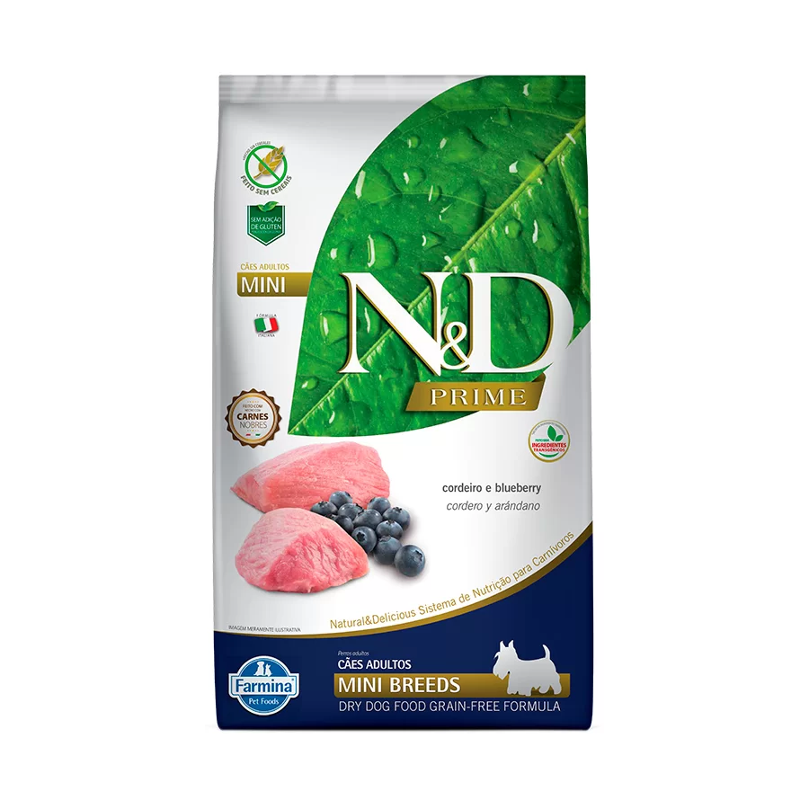 Ração Farmina N&D Prime Cães Adultos Mini Cordeiro e Blueberry 2,5kg