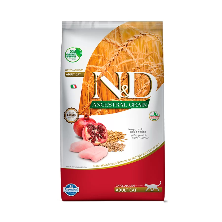 Ração N&D Ancestral Grain Para Gatos Adultos Castrados Sabor Frango E Romã 1,5kg