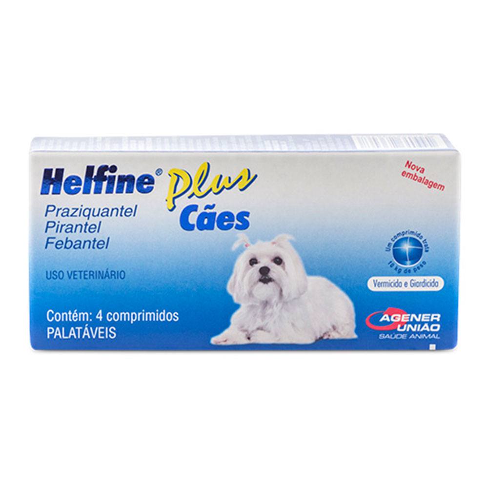 Vermífugo Helfine Plus Para Cães Agener União Com 4 Comprimidos