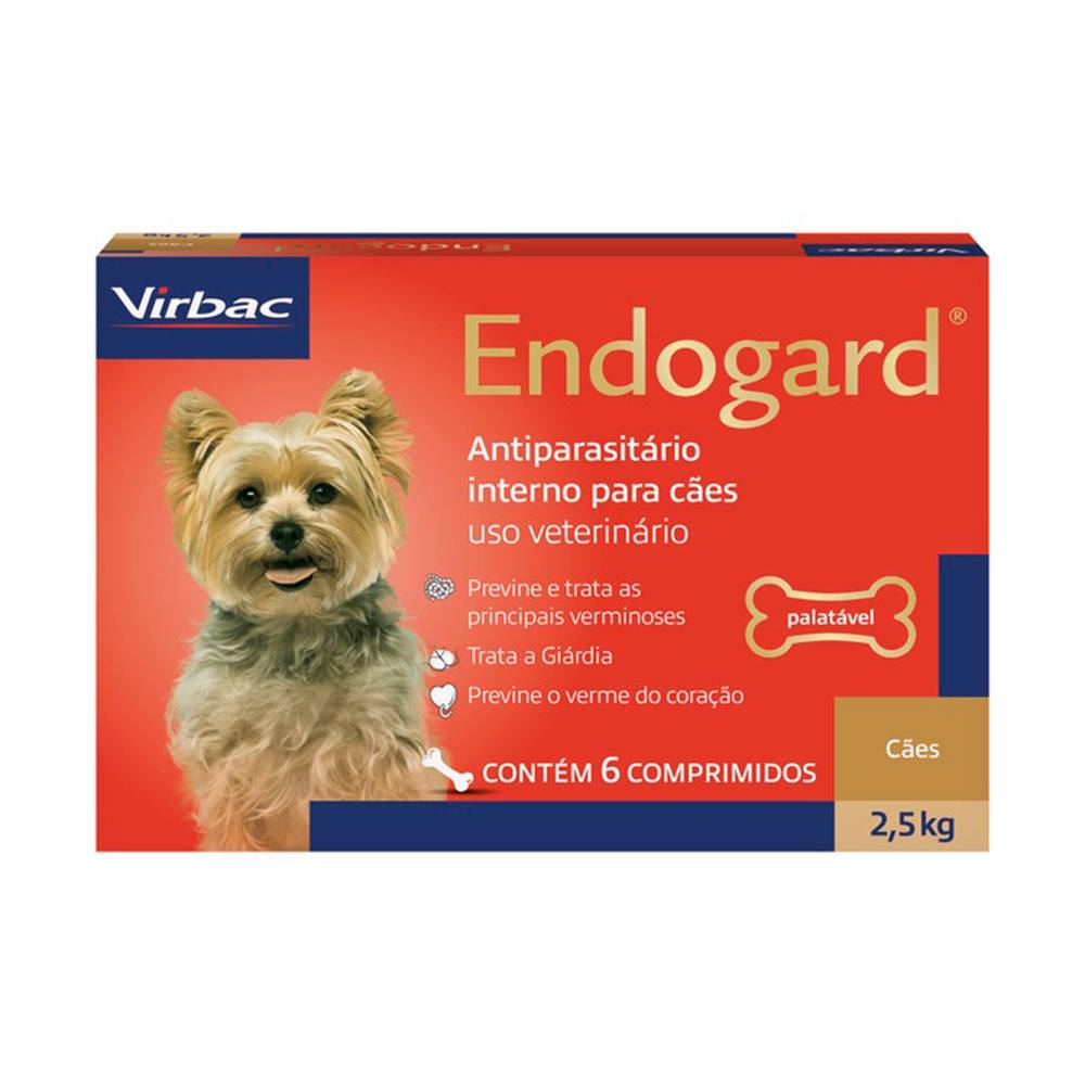 Vermífugo Endogard Para Cães até 2,5kg Virbac 6 comprimidos