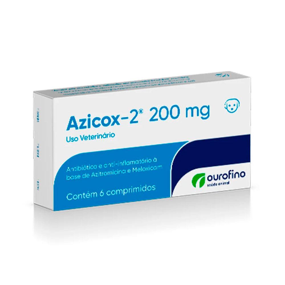 Azicox-2 200mg Antibiótico Para Cães e Gatos Ourofino 6 comprimidos