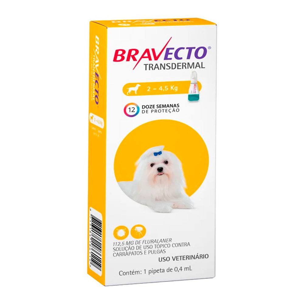 Bravecto Transdermal Antipulgas e Carrapatos MSD Para Cães 2 A 4,5kg