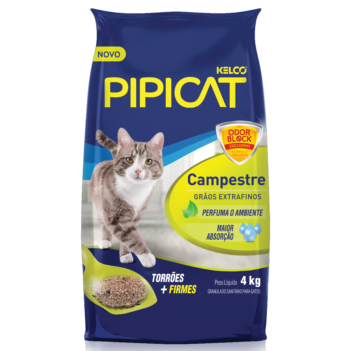 Areia Higiênica Pipicat Campestre Para Gatos - 4kg