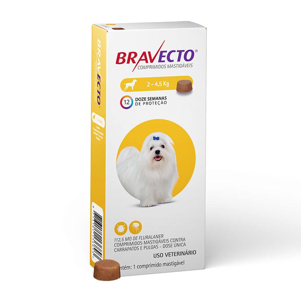 Bravecto Antipulgas E Carrapatos MSD Para Cães 2 A 4,5Kg