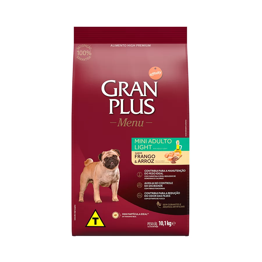 Gran Plus Menu Cães Adultos Light Mini Frango E Arroz 10,1kg