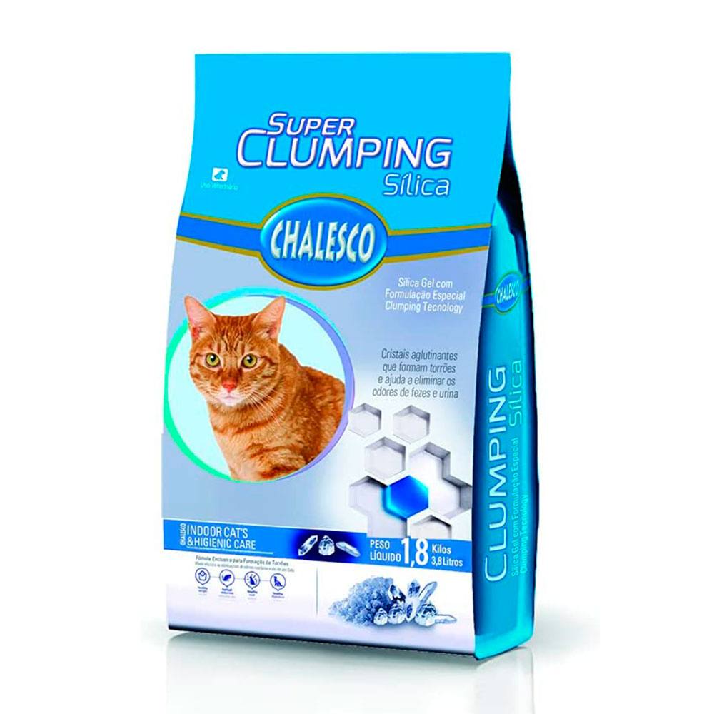 Areia Higiênica Chalesco para Gatos - Sílica Super Clumping 1,8kg