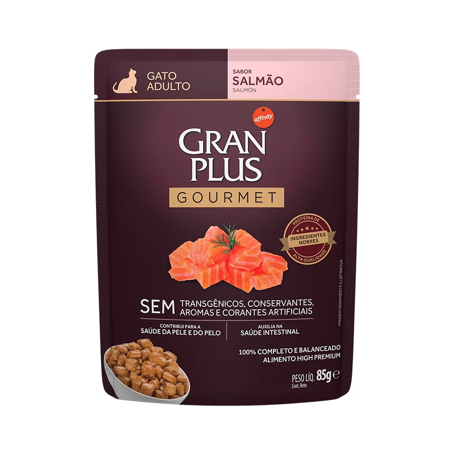 Ração Úmida Granplus Gourmet Sachê Para Gatos Adultos Sabor Salmão 85g