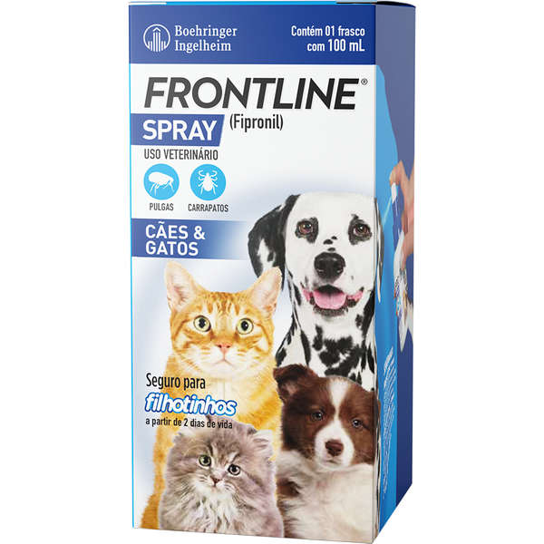 Frontline Antipulgas e Carrapatos Spray Para Cães e Gatos – 100mL