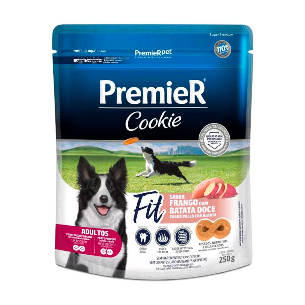Biscoito Premier Cookie para Cães Adultos - Fit Frango com Batata Doce 250g