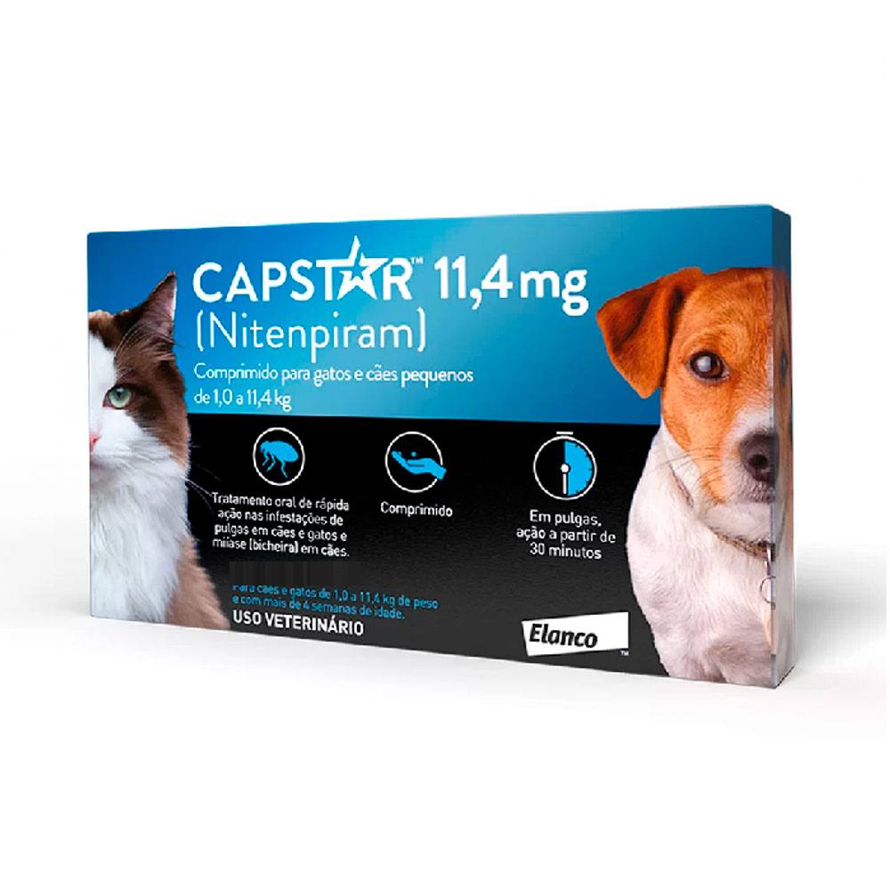 Antipulgas Capstar 11,4mg para Cães e Gatos de Até 11,4kg 6 Comprimidos