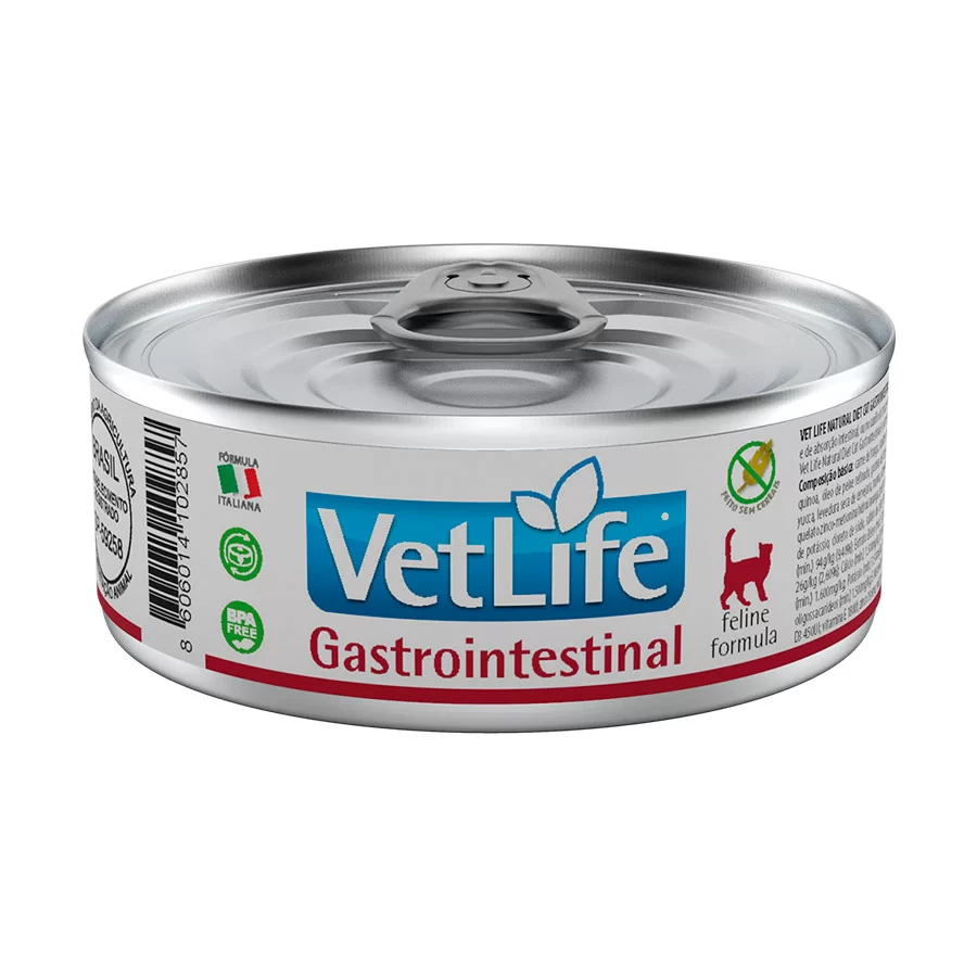 Ração Úmida Lata Farmina Vet Life Feline para Gatos Gastrointestinal 85g