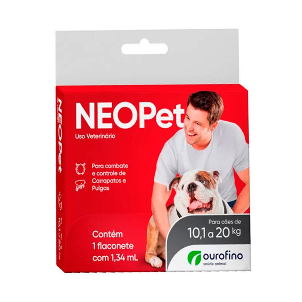 Antipulgas e Carrapatos NeoPet Para Cães De 10,1 Até 20kg Ourofino 1 Pipeta