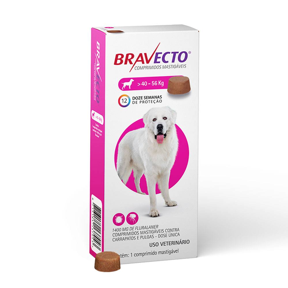 Bravecto Antipulgas E Carrapatos MSD Para Cães 40 Até 56Kg