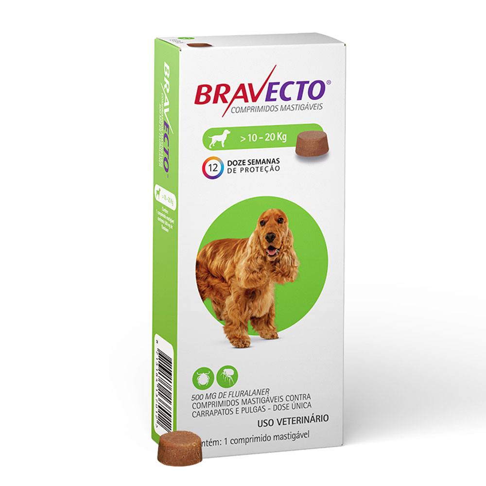 Bravecto Antipulgas E Carrapatos MSD Para Cães 10 Até 20Kg