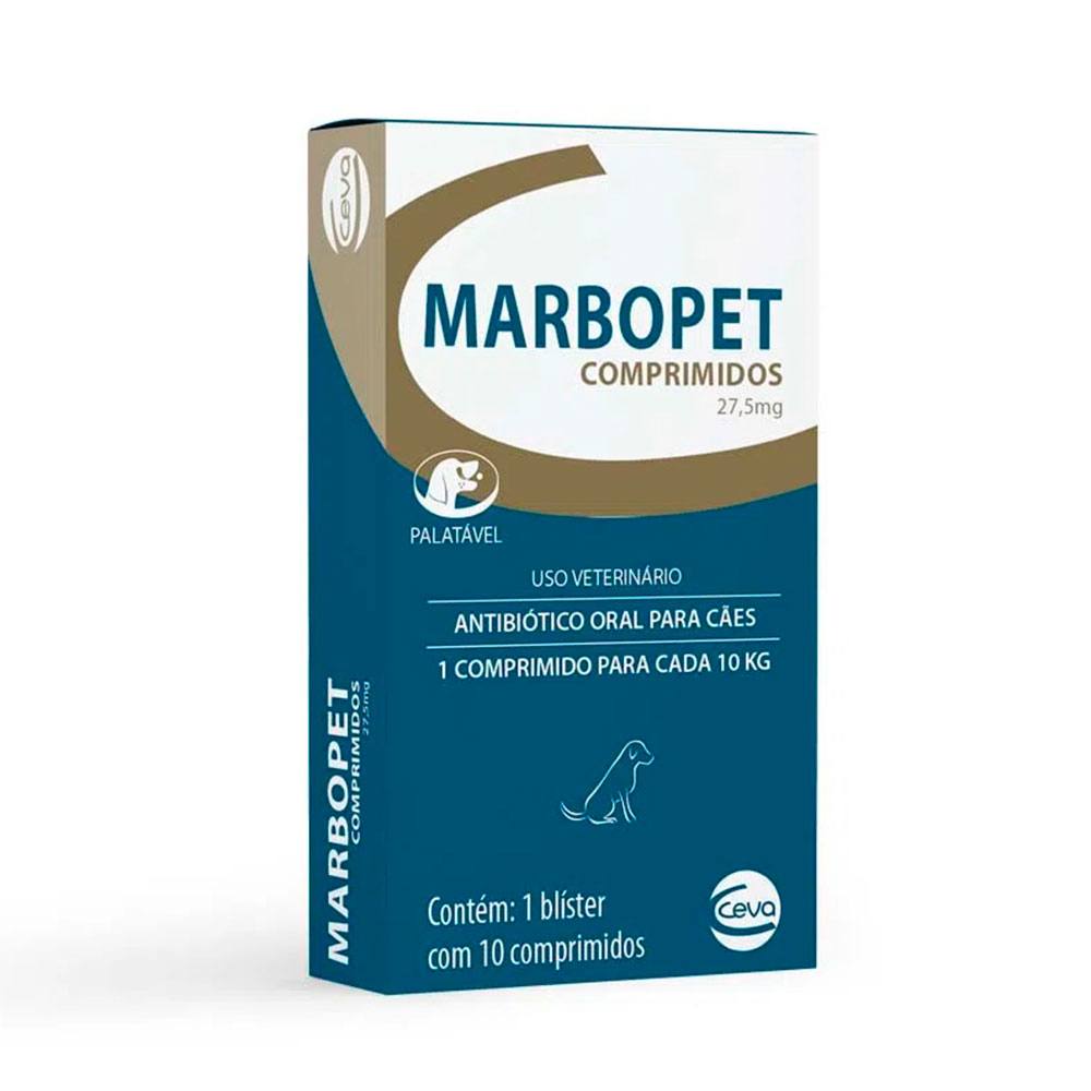 Marbopet 27,5mg Antibiótico Para Cães Ceva 10 Comprimidos