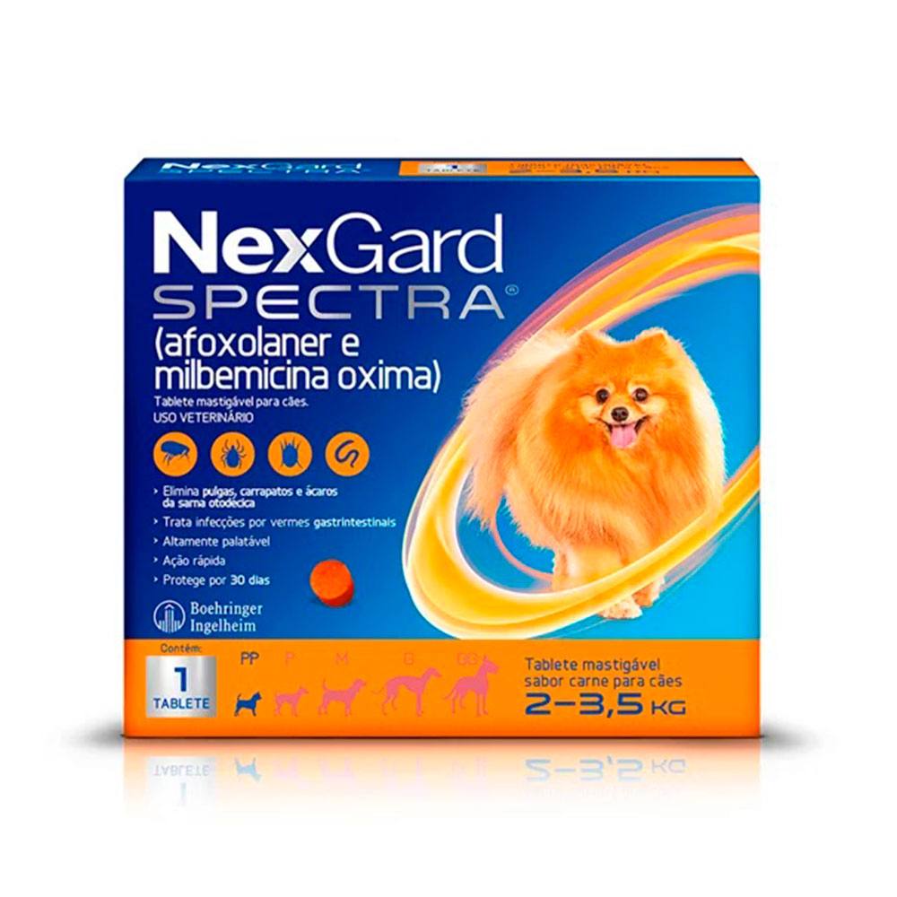 NexGard Spectra Antipulgas E Carrapatos Para Cães De 2 A 3,5kg 1 Tablete