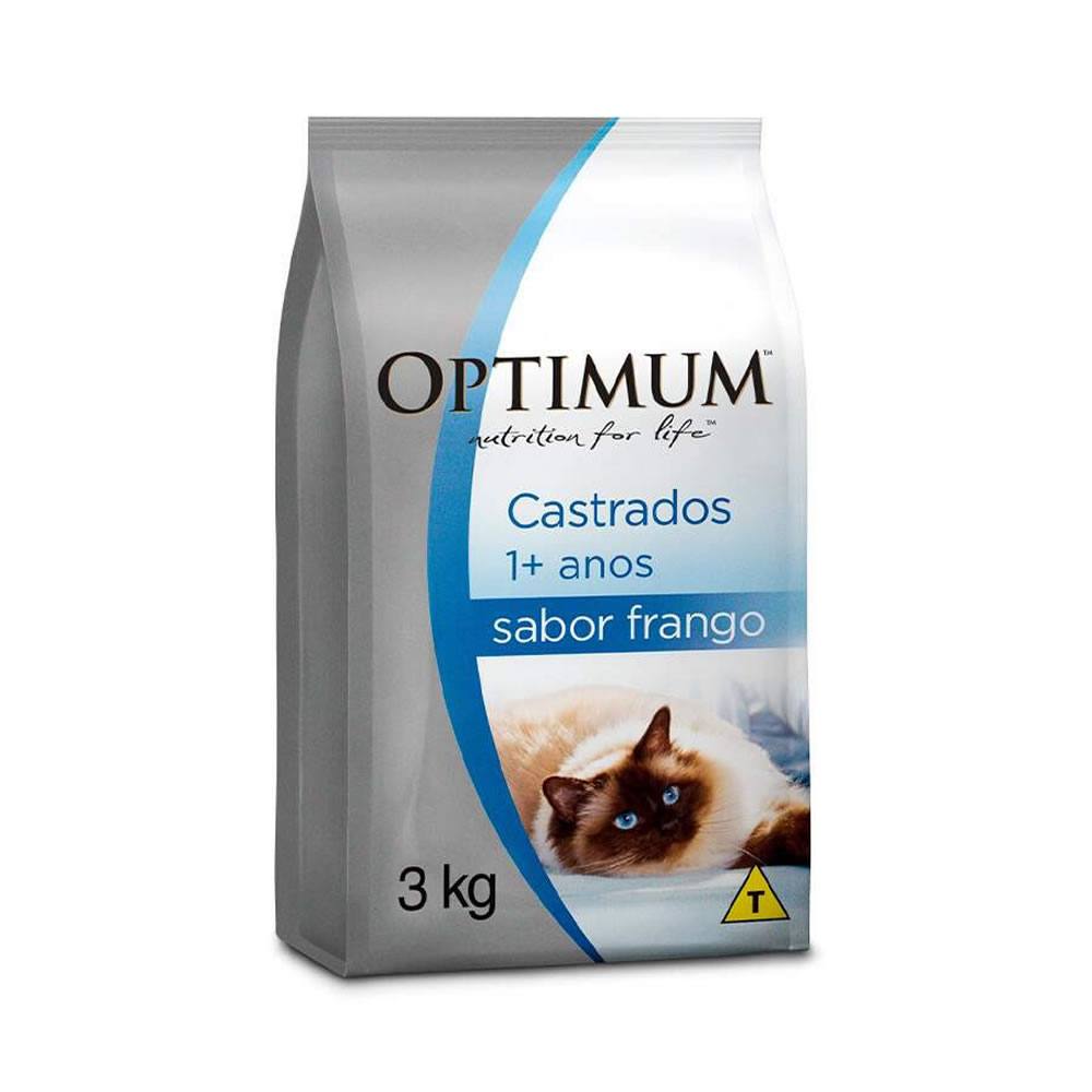 Ração Optimum Gatos Adultos Castrados Frango - 3kg