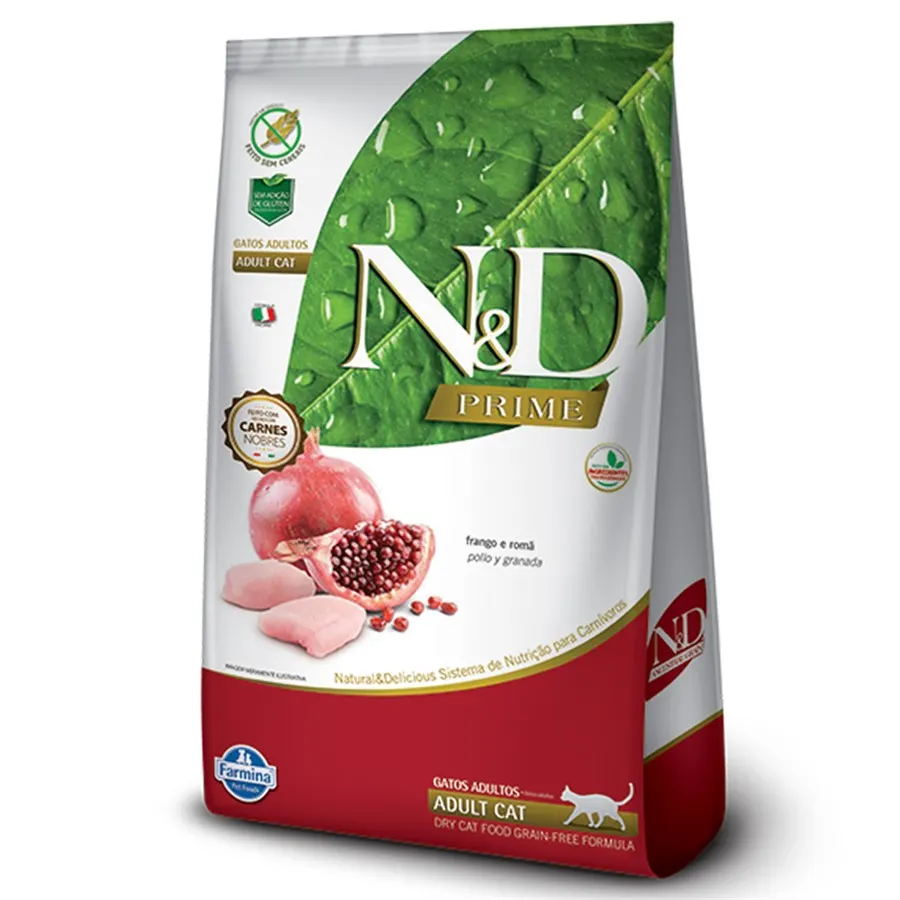 Ração Farmina N&D Prime Para Gatos Adultos Sabor Frango e Romã - 1,5kg