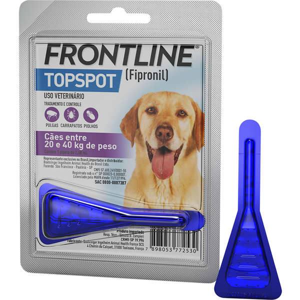 Frontline TopSpot Antipulgas e Carrapatos Para Cães 20 a 40kg